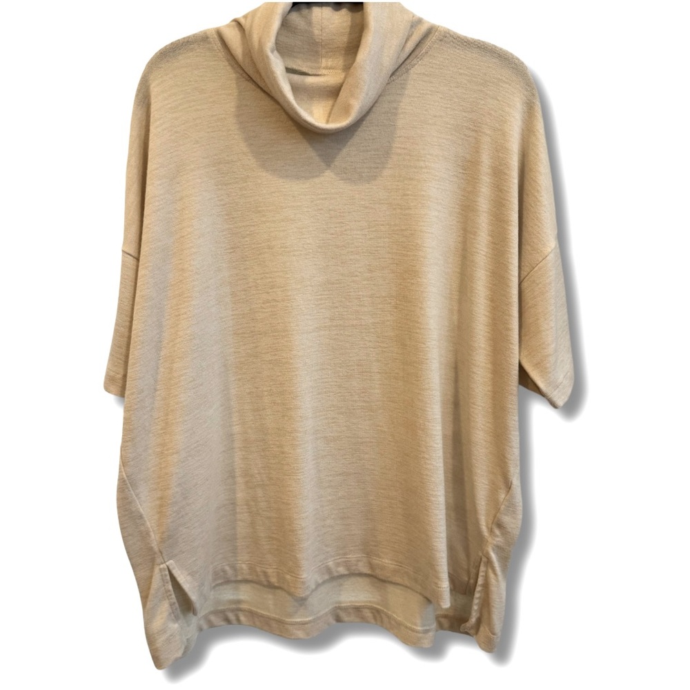 GAP Knit Top Cowl Neck Short Sleeves Dropped Shoulder Anchorage Cream Oversized